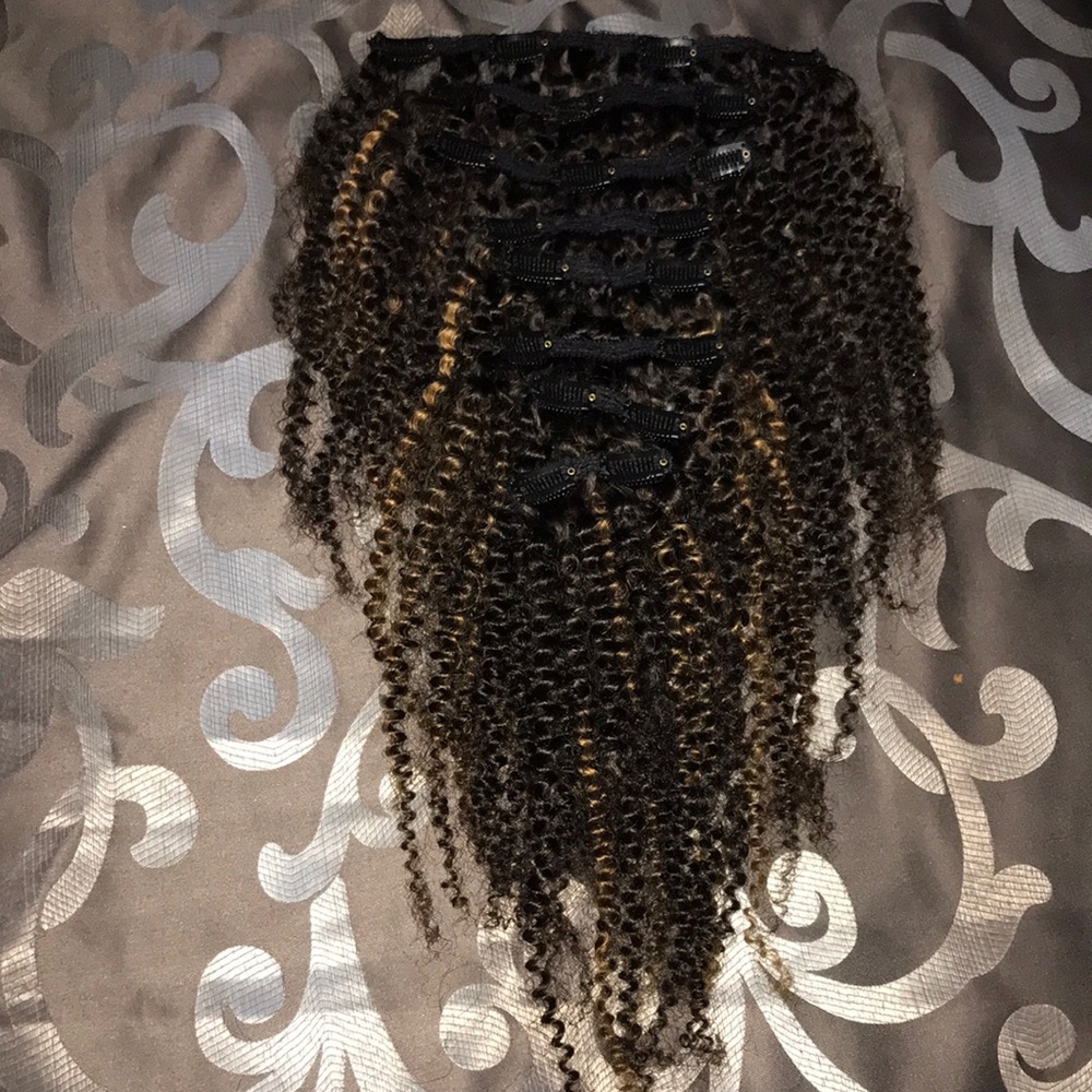 Curly human hair extensions 19”